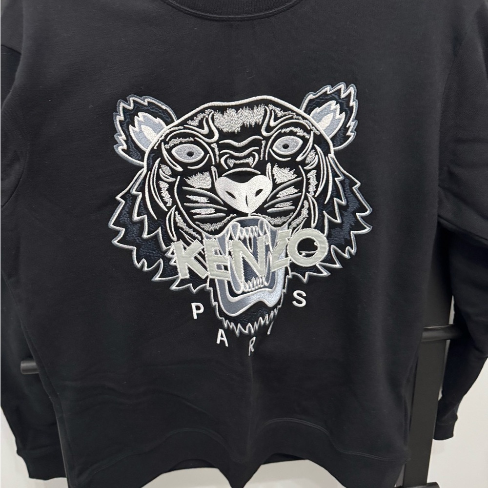 Kenzo Black Crewneck Sweater with Iconic Tiger Design